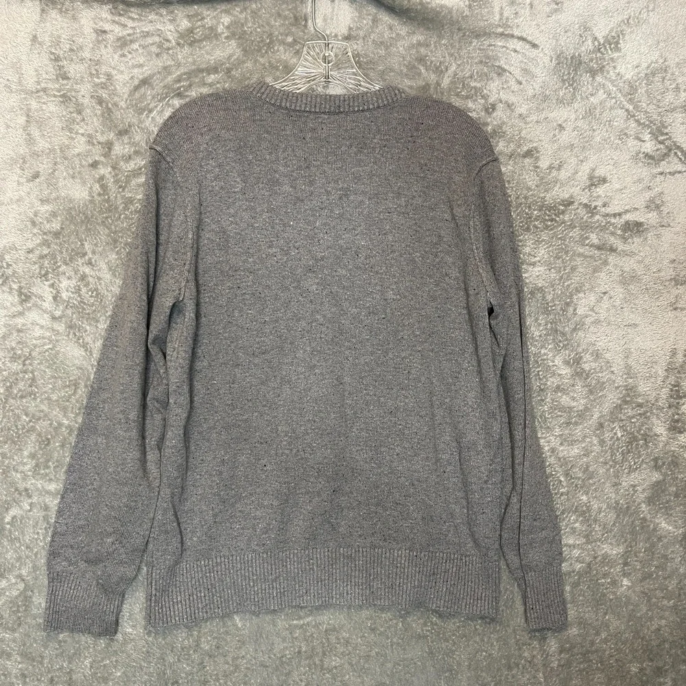 Banana Republic Men Classic Preppy Cotton Blend Speckled Henley Sweater M Gray